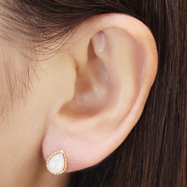 オパール ピアス スタッドピアス k18 18k 18金 イエローゴールド 10月