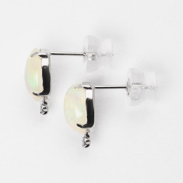 オパール ピアス スタッドピアス プラチナ pt900 ダイヤモンド 0.04ct 10月誕生石 送料無料 カジュアル 普段使い メンズ 男性用 プレゼント ギフト puの画像