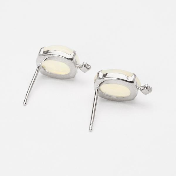 オパール ピアス スタッドピアス プラチナ pt900 ダイヤモンド 0.04ct 10月誕生石 送料無料 カジュアル 普段使い メンズ 男性用 プレゼント ギフト puの画像