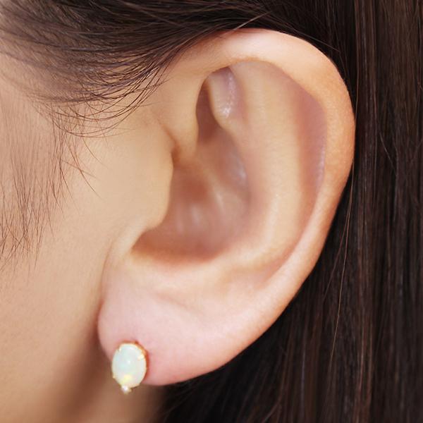 オパール ピアス スタッドピアス k18 18k 18金 イエローゴールド ダイヤモンド 0.04ct 10月誕生石 送料無料 カジュアル メンズ 男性用 プレゼント puの画像