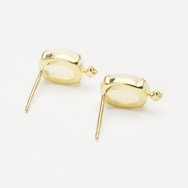 オパール ピアス スタッドピアス k18 18k 18金 イエローゴールド ダイヤモンド 0.04ct 10月誕生石 送料無料 カジュアル メンズ 男性用 プレゼント puの画像