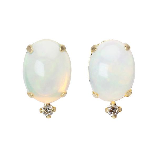 オパール ピアス スタッドピアス k18 18k 18金 イエローゴールド ダイヤモンド 0.04ct 10月誕生石 送料無料 カジュアル メンズ 男性用 プレゼント puの画像