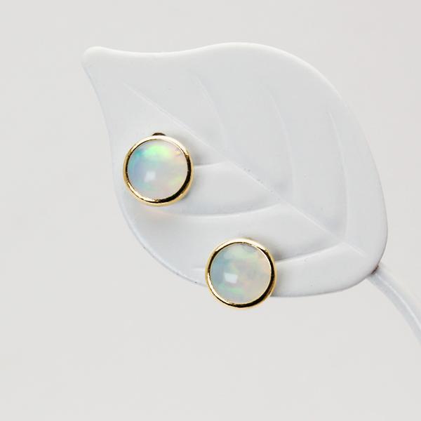 オパール ピアス スタッドピアス k18 イエローゴールド 18金 18k 10月