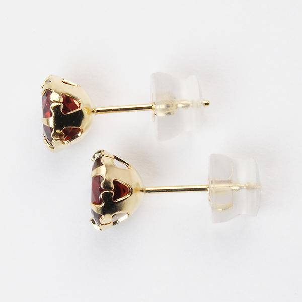 ガーネット ピアス スタッドピアス k18 18k 18金 イエローゴールド 6本爪 1月誕生石 送料無料 カジュアル 普段使い メンズ 男性用 プレゼント ギフト puの画像