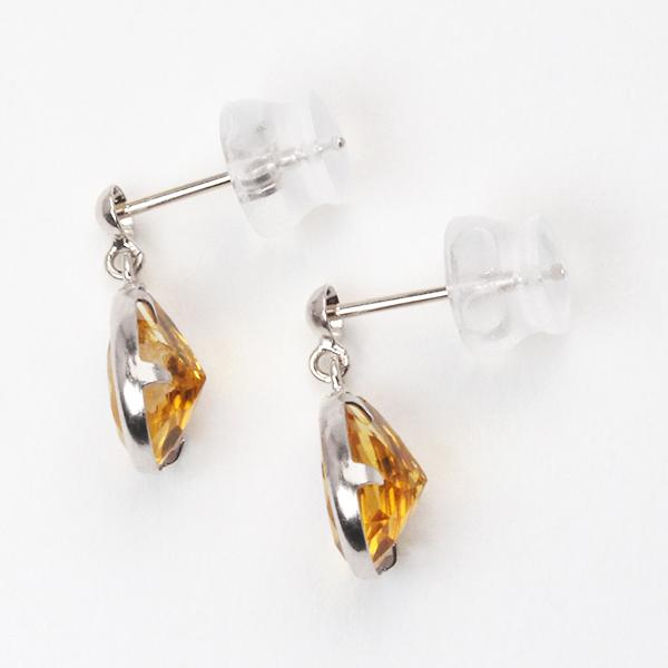 シトリン ピアス 揺れる スタッドピアス プラチナ pt900 11月誕生石
