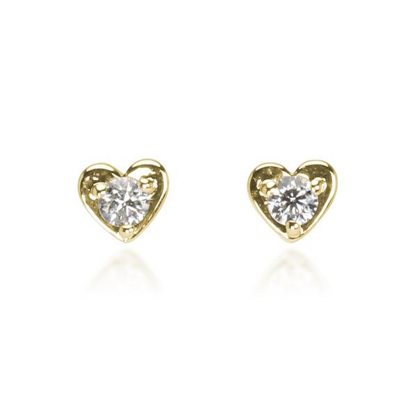 ピアス ハートピアス ダイヤモンドピアス ダイヤモンド ダイヤ ハート スタッドピアス k18 18k 18金 イエローゴールド 送料無料 プレゼント ギフト puの画像