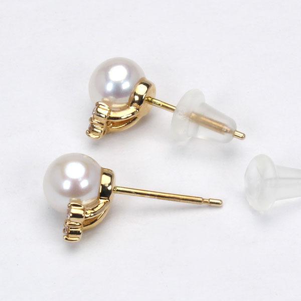 ピアス パールピアス パール 真珠 ダイヤモンド k10 10k 10金 イエローゴールド メンズ 送料無料 プレゼント ギフト ご褒美 自分買い puの画像