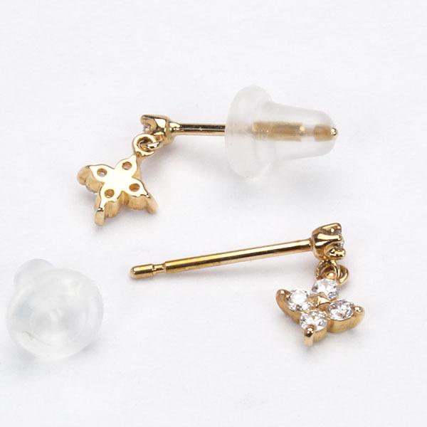 ピアス ダイヤモンドピアス ダイヤモンド クロスピアス クロス 十字架 フワラーピアス 花 k18 18k 18金 イエローゴールド 送料無料 プレゼント 自分買い puの画像