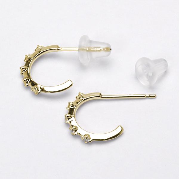 ピアス ダイヤモンドピアス ダイヤ フープ風ピアス スタッドピアス k18 18k 18金 イエローゴールド メンズ 送料無料 プレゼント ギフト ご褒美 自分買い puの画像