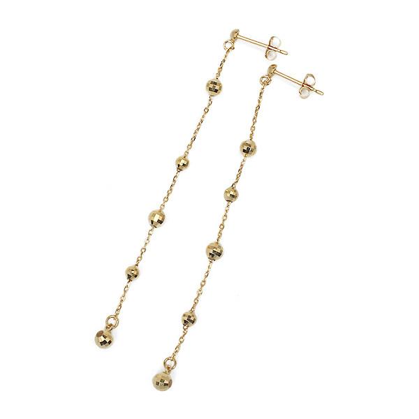 18K YGチェーンのゴールドロングピアス 18K PGクロスオニックス石ピアス ピアス メンズ チェーンピアス ロングピアス 揺れる イエローゴールド