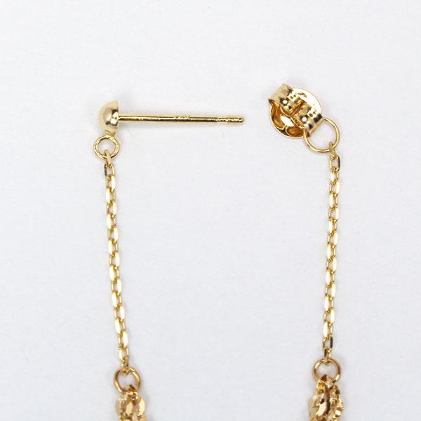 ピアス メンズ チェーンピアス ロングピアス 揺れる イエローゴールド