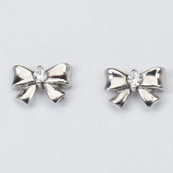 ダイヤモンド ピアス リボンピアス ダイヤピアス スタッドピアス リボン k10 10k 10金 ホワイトゴールド 送料無料 メンズ プレゼント ギフト ご褒美 自分買いの画像