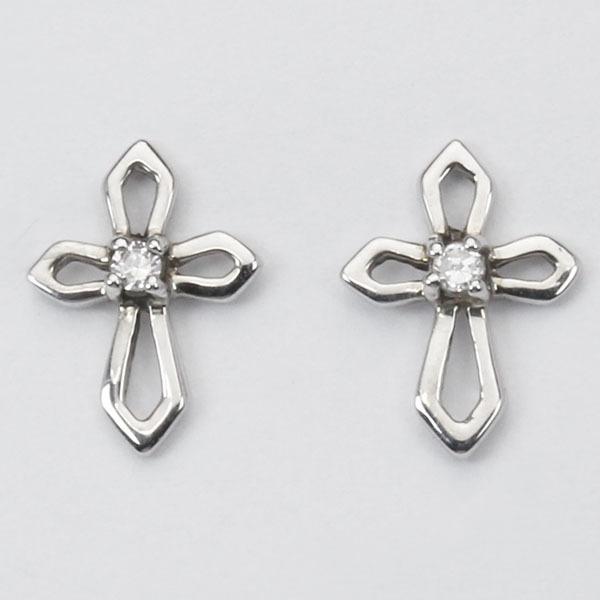クロス ピアス ダイヤピアス クロスピアス スタッドピアス 十字架 ダイヤモンド k18 18k 18金 ホワイトゴールド 送料無料 プレゼント ギフト 自分買いの画像
