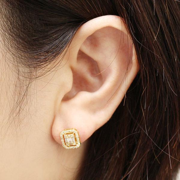 ピアス ダイヤモンド ダイヤ スタッドピアス 18金 k18 18k イエロー  