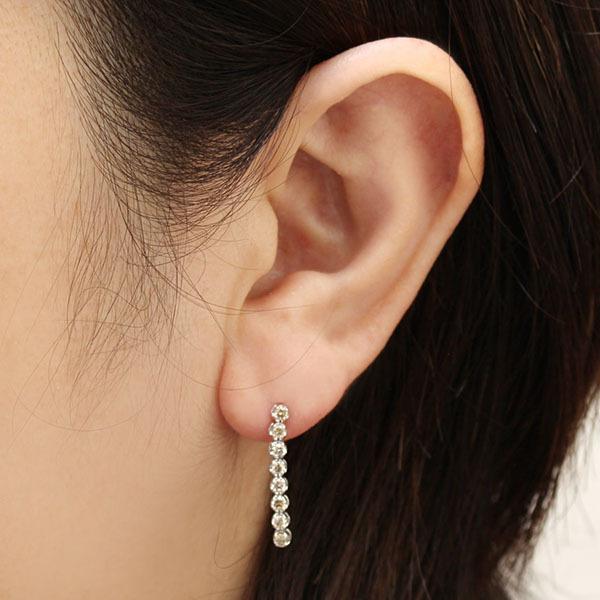 ピアス ダイヤモンド ダイヤ スタッドピアス バーピアス 18金 k18 18k ホワイトゴールド メンズ 送料無料 プレゼント ギフト ご褒美 自分買い puの画像