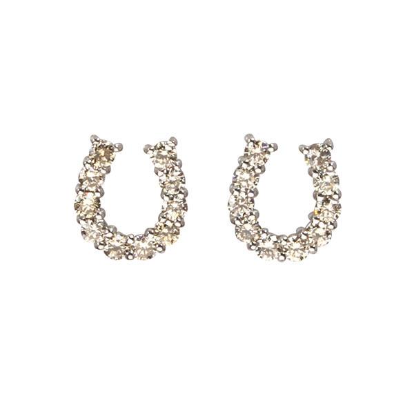 ピアス ダイヤモンド ダイヤ スタッドピアス ホースシューピアス 馬蹄 18金 k18 18k ホワイトゴールド メンズ 送料無料 プレゼント ギフト 自分買い puの画像
