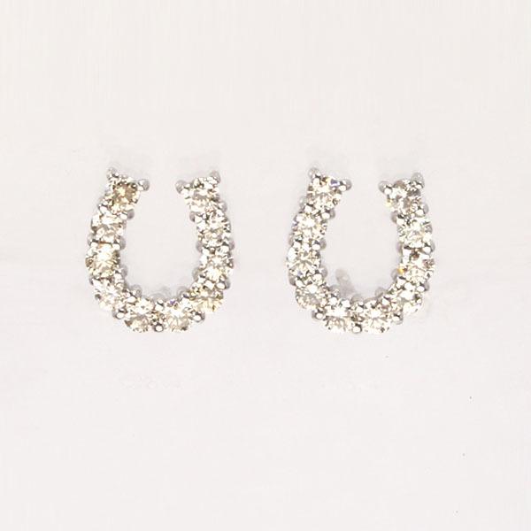 ピアス ダイヤモンド ダイヤ スタッドピアス ホースシューピアス 馬蹄 18金 k18 18k ホワイトゴールド メンズ 送料無料 プレゼント ギフト 自分買い puの画像
