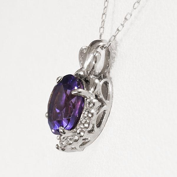 ネックレス ペンダント メンズ アメジスト ダイヤモンド 0.01ct ホワイトゴールド k10 10金 品質保証書付 送料無料 プレゼント ギフト ご褒美 自分買い puの画像