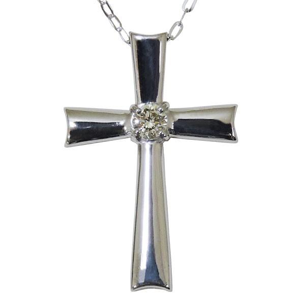 ペンダントネックレス 十字架 クロスデザイン ダイヤモンド k18