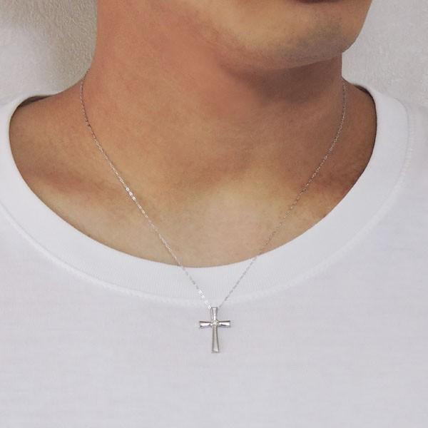 ペンダントネックレス 十字架 クロスデザイン ダイヤモンド k18