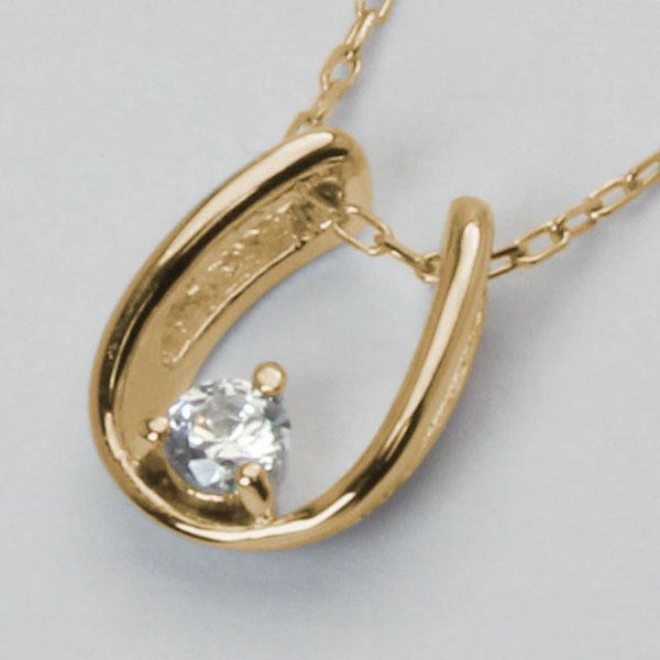 極美品！！早い者勝ち！K18ゴールドシンプルホースシューダイヤネックレス 18金 ネックレス 馬蹄 レディース K18 ダイヤモンド ホースシュー