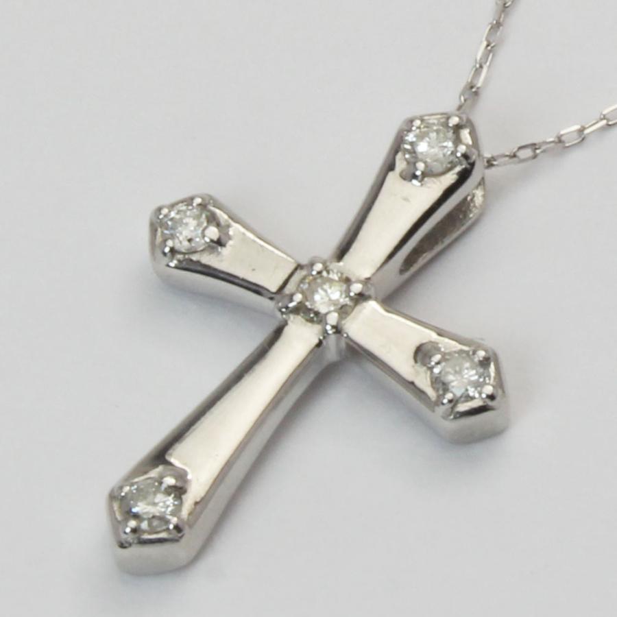 クロスネックレス 十字架ネックレス ダイヤモンド ネックレス クロス 十字架 k18 18k 18金 ホワイトゴールド 送料無料 メンズ プレゼント 自分買い puの画像