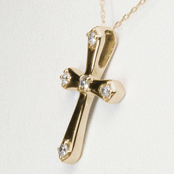 クロスネックレス 十字架ネックレス ダイヤモンド ネックレス クロス 十字架 k18 18k 18金 イエローゴールド 送料無料 メンズ プレゼント 自分買い puの画像