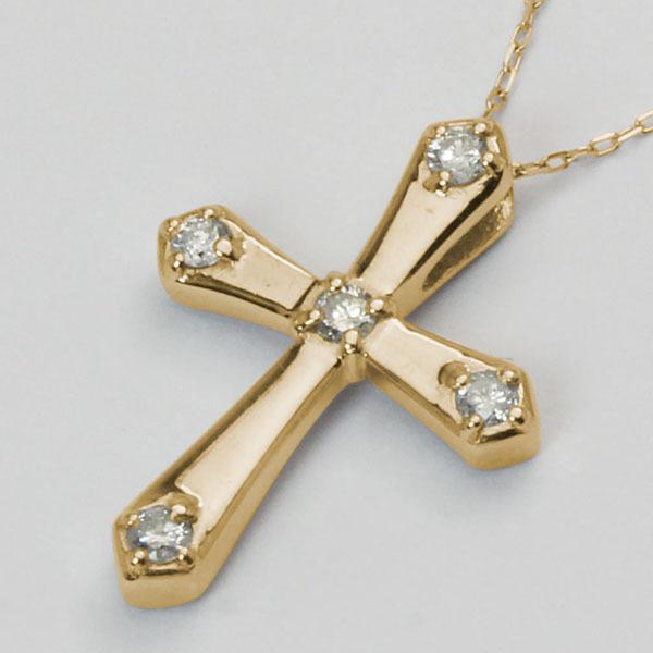 クロスネックレス 十字架ネックレス ダイヤモンド ネックレス クロス 十字架 k18 18k 18金 イエローゴールド 送料無料 メンズ プレゼント 自分買い puの画像