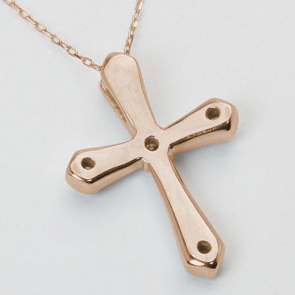 クロスネックレス 十字架ネックレス ダイヤモンド ネックレス クロス 十字架 k18 18k 18金 ピンクゴールド 送料無料 メンズ プレゼント 自分買い puの画像