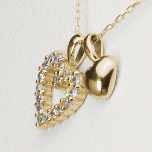 ハートネックレス ダイヤモンドネックレス ダイヤモンド ネックレス ハート k18 18k 18金 イエローゴールド メンズ 送料無料 4月誕生石 プレゼント puの画像