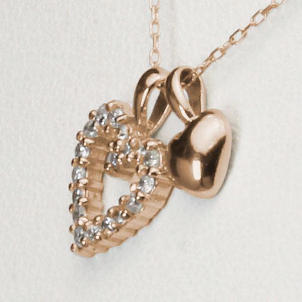 ハートネックレス ダイヤモンドネックレス ダイヤモンド ネックレス ハート k18 18k 18金 ピンクゴールド メンズ 送料無料 4月誕生石 プレゼント 自分買い puの画像