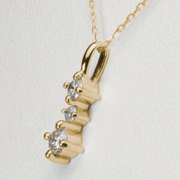 ダイヤモンド ネックレス ダイヤ ダイヤネックレス トリロジー k18 18k 18金 イエローゴールド メンズ 送料無料 シンプル プレゼント 自分買い puの画像
