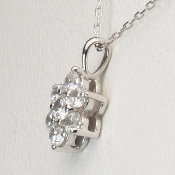 ダイヤモンド ネックレス ダイヤネックレス ダイヤ フラワー 花 k10 10k 10金 ホワイトゴールド メンズ 送料無料 4月誕生石 プレゼント 自分買い puの画像