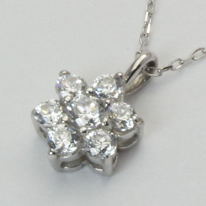 ダイヤモンド ネックレス ダイヤネックレス ダイヤ フラワー 花 k10 10k 10金 ホワイトゴールド メンズ 送料無料 4月誕生石 プレゼント 自分買い puの画像