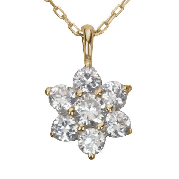 ダイヤモンド ネックレス ダイヤネックレス ダイヤ フラワー 花 k10 10k 10金 イエローゴールド メンズ 送料無料 4月誕生石 プレゼント 自分買い puの画像