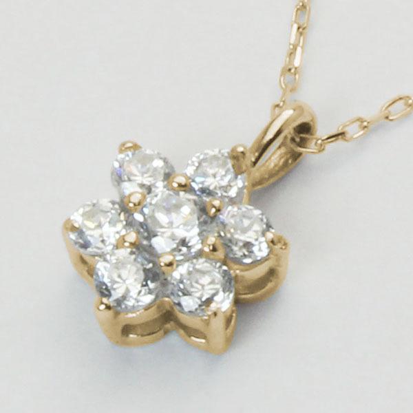 ダイヤモンド ネックレス ダイヤネックレス ダイヤ フラワー 花 k10 10k 10金 イエローゴールド メンズ 送料無料 4月誕生石 プレゼント 自分買い puの画像