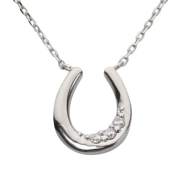 ネックレス ダイヤモンド ホワイトゴールド k18 18k 18金 馬蹄 プチ