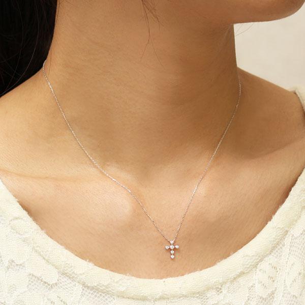 クロス ネックレス クロスネックレス 十字架 ダイヤモンド ダイヤ k18