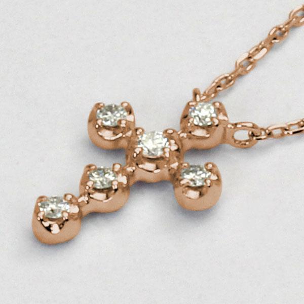 クロス ネックレス クロスネックレス 十字架 ダイヤモンド ダイヤ k18 18k 18金 ピンクゴールド 送料無料 メンズ カジュアル プレゼント 自分買い puの画像