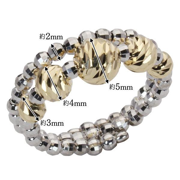 18K 形状記憶リング 18金 ミラーボール コイルリング 形状記憶 チタンワイヤー入り