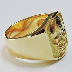 メンズリング スカルリング ダイヤモンド 一粒ダイヤ 印台リング 