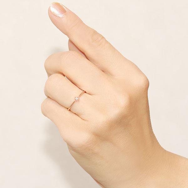 ピンクゴールド 指輪 ピンキーリング ダイヤモンド メンズ k18 18k 18金 ダイヤ 婚約指輪 送料無料 カジュアル プレゼント ギフト ご褒美 自分買い puの画像