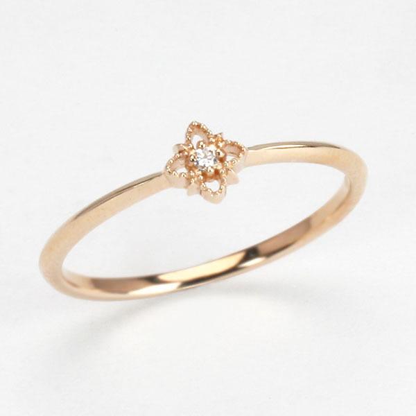 ピンクゴールド 指輪 ピンキーリング ダイヤモンド メンズ k18 18k 18金 ダイヤ 婚約指輪 送料無料 カジュアル プレゼント ギフト ご褒美 自分買い puの画像