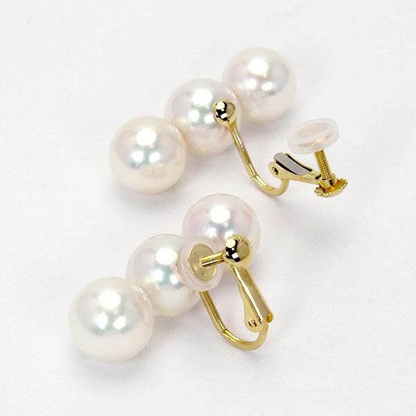 「本真珠 アコヤ真珠 イヤリング 3連 3mm イヤーチェーン K18」 本真珠 アコヤ真珠 イヤリング 3連 3mm イヤーチェーン K18」 パール