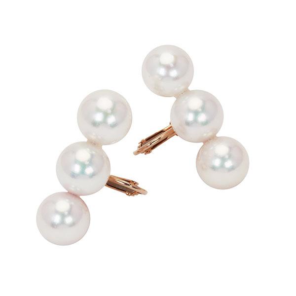 驚きの値段で 真珠の杜パール イヤリング 真珠 3連 k18 18金 ピンク