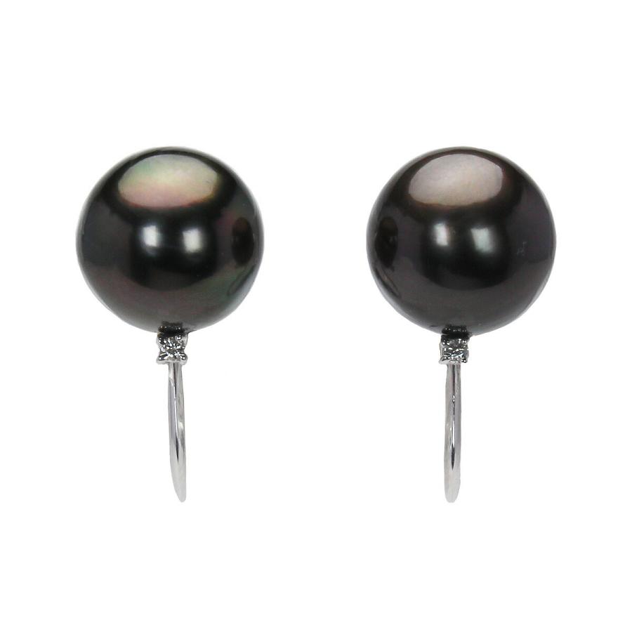 パール イヤリング パールイヤリング k18 k14 ホワイトゴールド 黒真珠