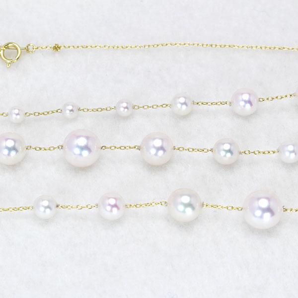 アコヤパールステーションネックレス 6.5mm/全長60cm イエローゴールド アコヤパールステーションネックレス 6.5mm/全長60cm イエロー