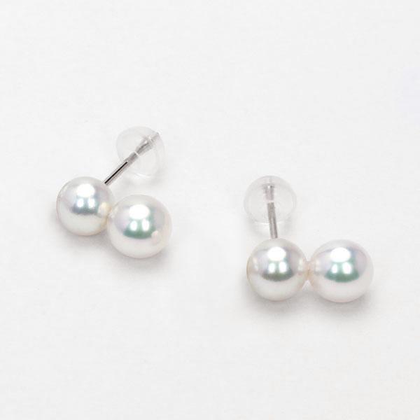 パール ピアス pt900 プラチナ 真珠 ベビーパール ダブルパール スタッド メンズ レディース 男女兼用 ユニセックス 送料無料 カジュアル 卒業 入学 puの画像