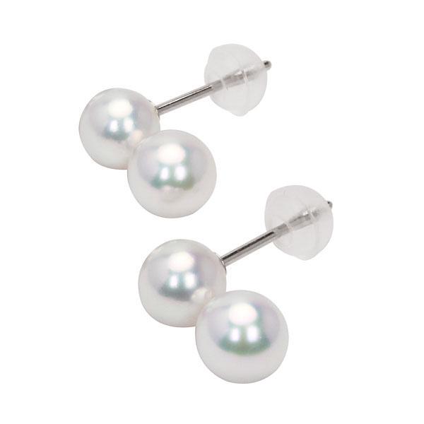 パール ピアス pt900 プラチナ 真珠 ベビーパール ダブルパール スタッド メンズ レディース 男女兼用 ユニセックス 送料無料 カジュアル 卒業 入学 puの画像