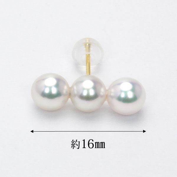 パール ピアス k18 18金 18k イエローゴールド 真珠 ベビーパール トリプルパール スタッド 3連 メンズ シンプル 送料無料 フォーマル 普段使い 卒業 入学 puの画像